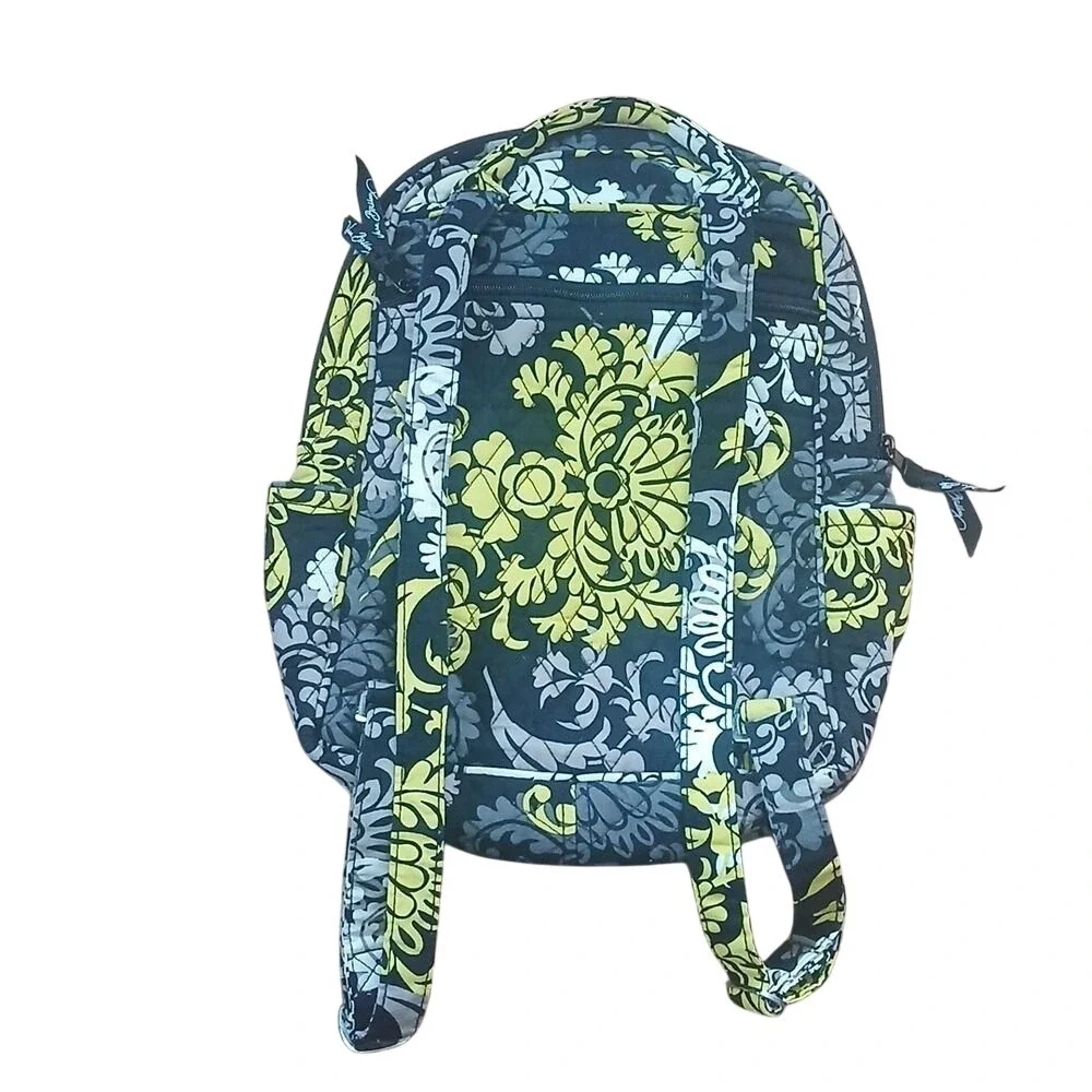Vera Bradley Quilted‎ Floral Backpack and Matching Wallet Set Yellow Grey Black